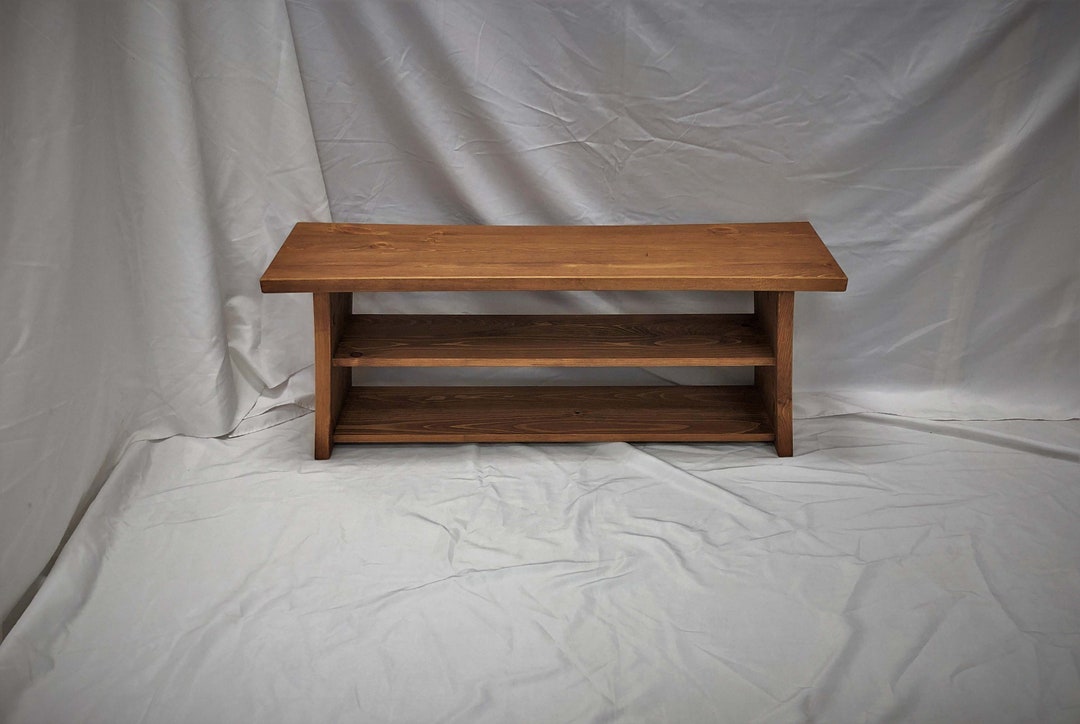 Rustic Pine Entryway Bench / Shoe Storage Bench / Foyer Mudroom Bench