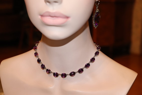 Georgian Silver Amethyst Paste Riviere Necklace a… - image 6