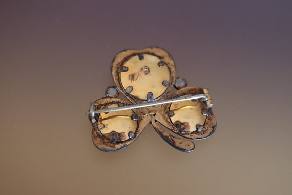 Victorian Gold Filled Clover Memorial Brooch - Lu… - image 2