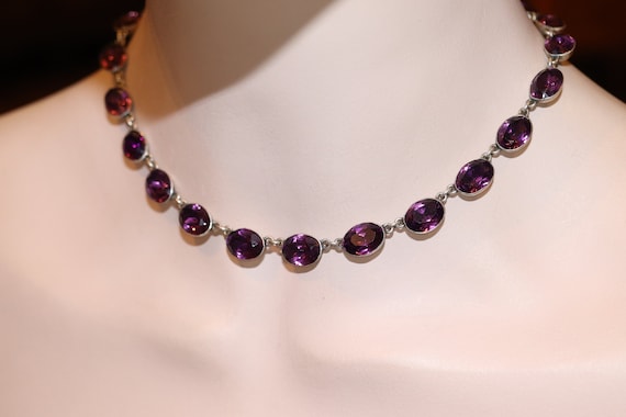 Georgian Silver Amethyst Paste Riviere Necklace a… - image 8