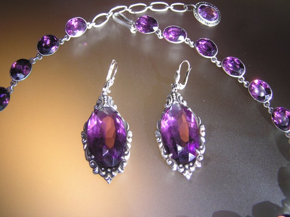 Georgian Silver Amethyst Paste Riviere Necklace a… - image 4