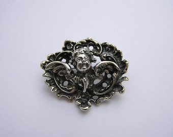 Edwardian Silver(800) Angel Brooch