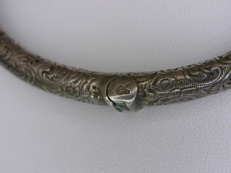 Etruscan Victorian Silver 800 Bracelet with Turquoise and Garnet image 5