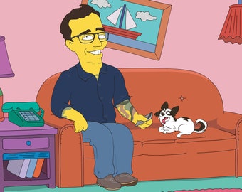 Retrato de una persona con mascota. Regalos para novios. Regalos para hombres. Idea de regalo de Navidad. Regalo para esposo. Regalo de Navidad para novios. Para esposo.