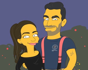Retrato de dos personas. Regalo de aniversario para novio. Idea de regalo de boda. Regalos de Navidad para ella. Tu dibujo personalizado. Aniversario