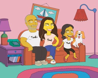 Retrato para 3 personas. Regalo personalizado para familia. Retratos de caricatura. Regalo para amigos. Ilustración a partir de una foto.