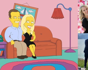 Retrato de dos personas. Regalo de aniversario para pareja. Retrato personalizado de dibujos animados. Decoración del hogar. Primer año, segundo año, quinto aniversario.