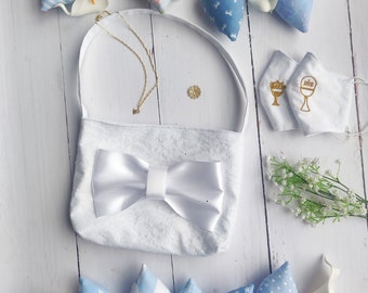 weeding bag, communion bag with lace-holly communion bag-first communion bag-white girl bag- lace bag-