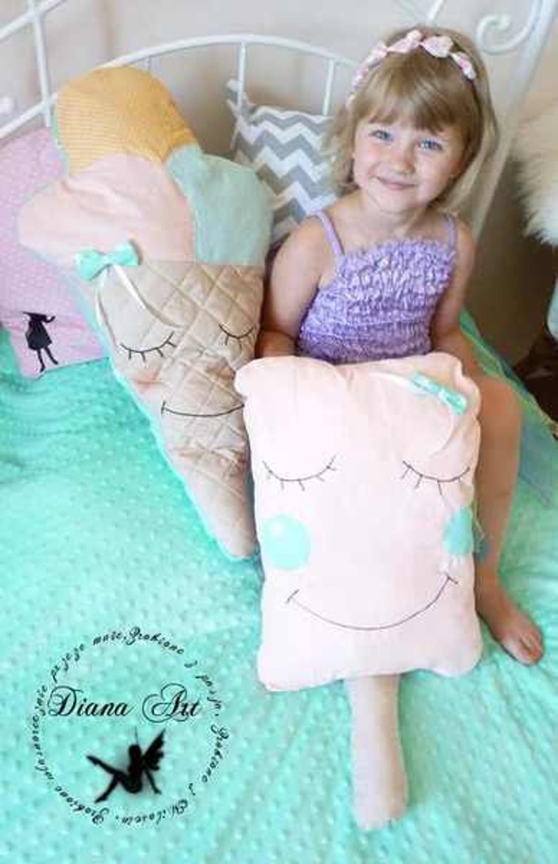 Cushion: ice lolly, icecream, kids room decor, pillows, cute, kawai, ice cone, pastell, plush icecream, image 3