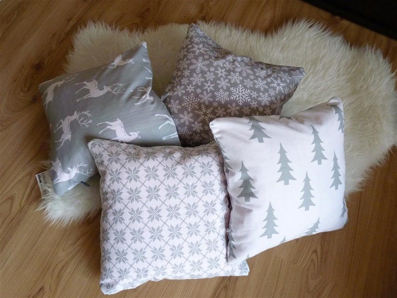 Cushion cover black Christmas tree, grey christmas tree, scandinavian style, christmas, image 4