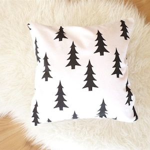 Cushion cover black Christmas tree, grey christmas tree, scandinavian style, christmas, image 1