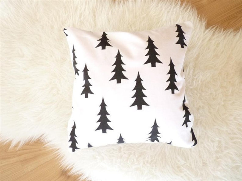 Cushion cover black Christmas tree, grey christmas tree, scandinavian style, christmas, image 1