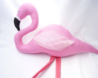 Pink flamingo toy, stuffed flamingo personalized, nursery decor, stuffed toy, toddler plush flamingo, doll bird, baby girl plushie