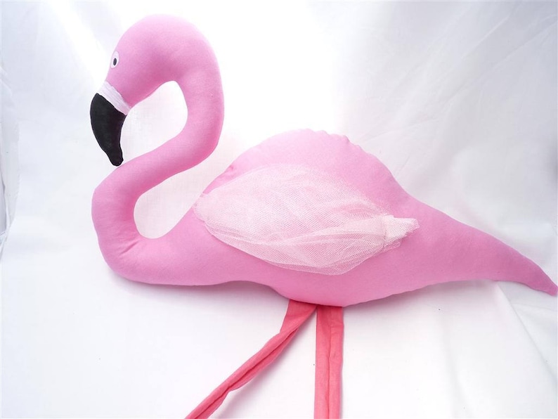 Pink flamingo toy, stuffed flamingo personalized, nursery decor, stuffed toy, toddler plush flamingo, doll bird, baby girl plushie image 1