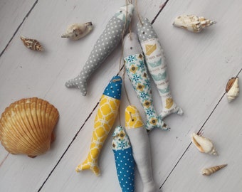 A decorative Garland fish, sewing fish garland, fish decor, sea decor, decorativ fish, plush fish,