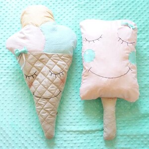 Cushion: ice lolly, icecream, kids room decor, pillows, cute, kawai, ice cone, pastell, plush icecream, image 5