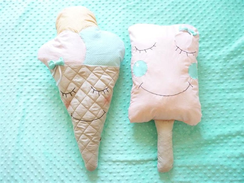 Cushion: ice lolly, icecream, kids room decor, pillows, cute, kawai, ice cone, pastell, plush icecream, image 5