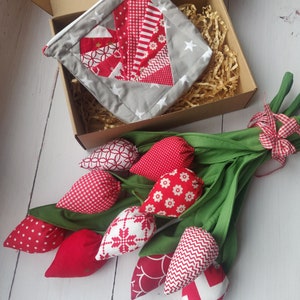 Bolsa con cremallera de San Valentín, bolsa con cremallera de patchwork, corazón, regalo de San Valentín, mini edredón, bolsa con cremallera imagen 3