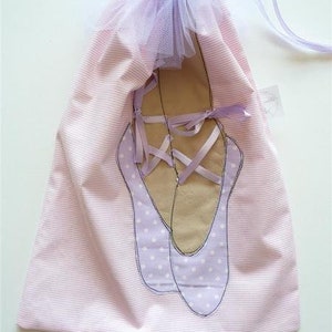 Small bag ballerina, bag on slippers, Personalised Kids ballerina bag Custom Girls Children's School Bag embroidered name, cute image 1