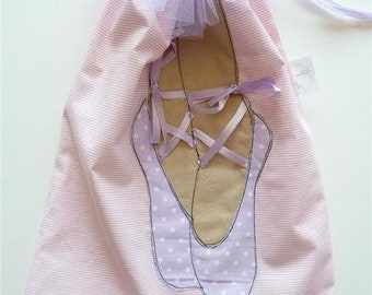 Kleine tas ballerina, tas op slippers, gepersonaliseerde kinderen ballerina tas - aangepaste meisjes kinderschool tas - geborduurde naam, schattig