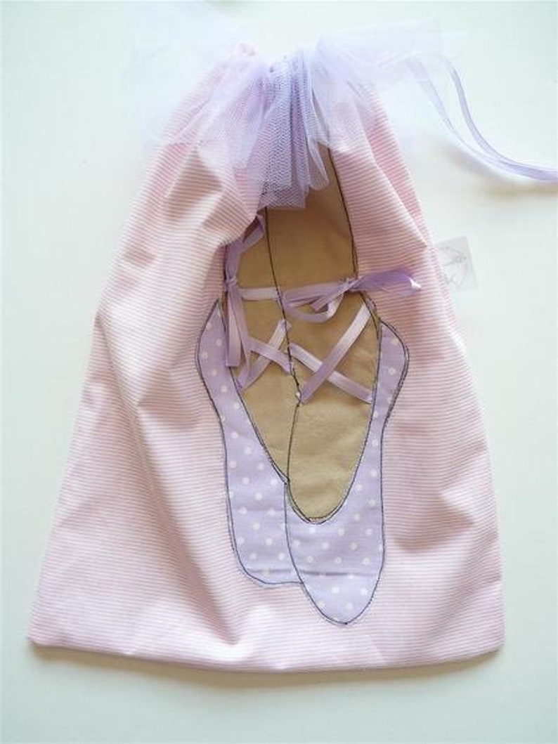 Small bag ballerina, bag on slippers, Personalised Kids ballerina bag Custom Girls Children's School Bag embroidered name, cute image 1