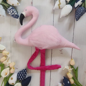 Pink flamingo toy, stuffed flamingo personalized, nursery decor, stuffed toy, toddler plush flamingo, doll bird, baby girl plushie image 5