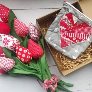 Bolsa con cremallera de San Valentín, bolsa con cremallera de patchwork, corazón, regalo de San Valentín, mini edredón, bolsa con cremallera imagen 2
