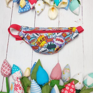 Energetic and comfortable hip bag, bicycle bag, trip bag,comicbook, carton, mood-boosting hues,