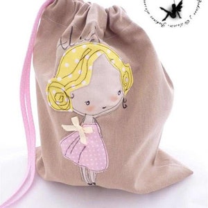 Bag girl with the name, personalized, school bag, bag on slippers, back to school, personalization, doll, like your daughter bag, image 1