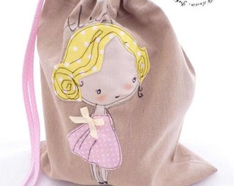 Bag girl with the name, personalized, school bag, bag on slippers, back to school, personalization, doll, like your daughter bag,