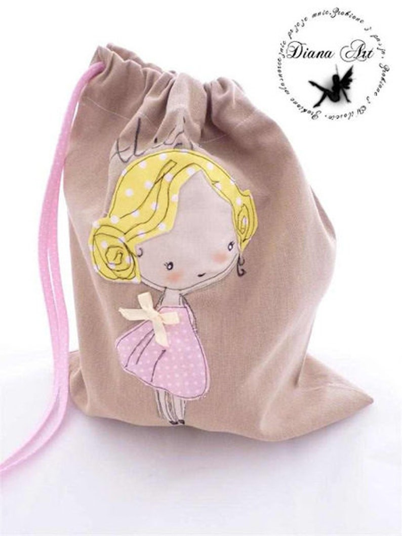 Bag girl with the name, personalized, school bag, bag on slippers, back to school, personalization, doll, like your daughter bag, image 1