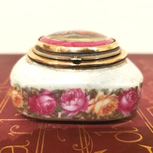 Antique German 1800's trinket patch box with mirror