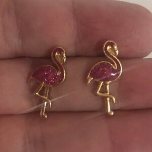 Flamingo Stud Earrings Gold Sparkly Flamingo Studs,Tropical Earrings,Tropical Stud Earrings,Flamingo Jewelry,Cruise Jewelry,Island,Flamingos