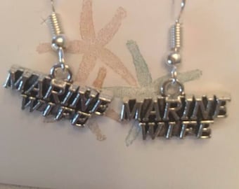 Marine Wife Earrings,Military Jewelry,Marine Earrings