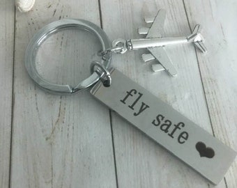 Pilot Gift,Fly Safe Keychain,Stewardess Keyring,Flight Engineer,Aviation Gift,Airplane,Aviators,Flight Attendant,Flight Training Gift,FAA