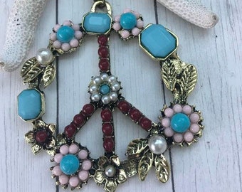 Bronze Peace Necklace,Peace Necklace,Hippie Necklace,Peace Pendant Necklace,Unity,Peace Symbol Necklace,BoHo  Necklace,Free Spirit Jewelry