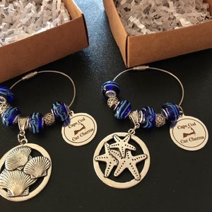 Cape Cod Car Charms,Coastal Car Charms,Beachy Rearview Mirror Hanger,Car Ornament,Starfish Car Dangle,Rear View Mirror Charm,Car Accessory