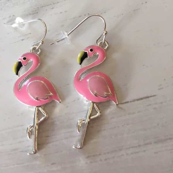 Flamingo Dangle Earrings,Flamingo Jewelry,Flamingo Lovers,Flamingos,Tropical Earrings,Pink Flamingo Earrings,Bird Earrings,Flamingo Gift