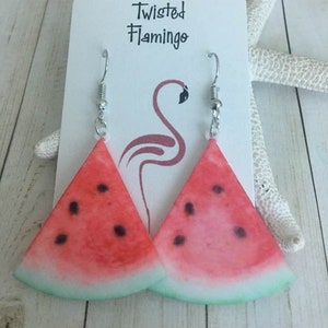 Fun Large Watermelon Earrings,Summer Earrings,Fruit Jewelry,Acrylic Big Watermelon Earrings,Fruity,Foodie,Quirky Jewelry,Dangle Watermelons
