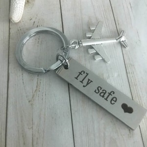 Pilot Gift,Fly Safe Keychain,Stewardess Keyring,Flight Engineer,Aviation Gift,Airplane,Aviators,Flight Attendant,Flight Training Gift,FAA