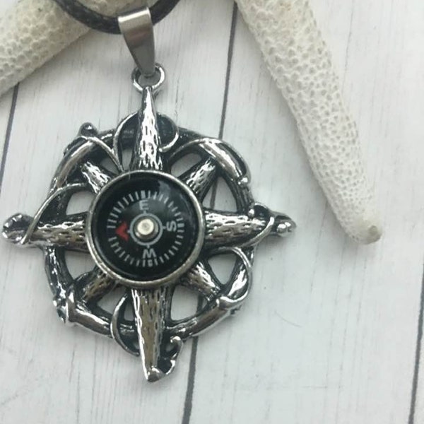 Mens Compass Necklace,Working Compass Jewelry,Magnetometer Neckalce,North-East-West-South Necklace,Direction Necklace,Steampunk Necklace