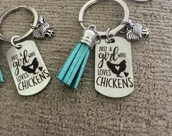 Just a Girl Who Loves Chickens Keychain,Chicken Lover, Chickens,Chicken Keyring,Chicken Mom,Chicken Keyfob,Stainless Steel Chicken Gift