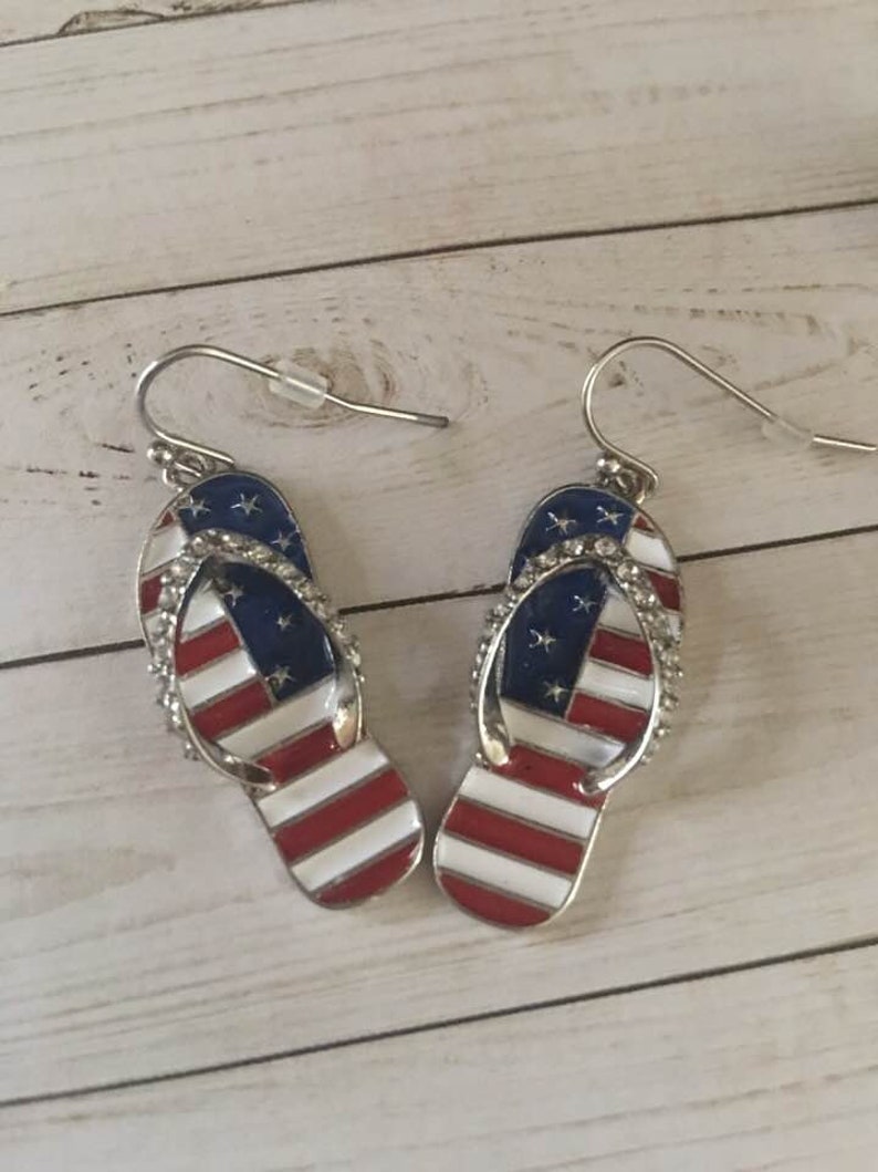 4th of July Flip Flop EarringsRed.WhiteBlue Flip Flop | Etsy