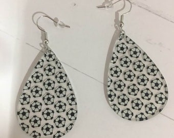 Soccer Earrings,Soccer Ball Earrings, Soccer Jewelry,Soccer Ball Jewelry,Acrylic Soccer Earrings,Teardrop Soccer Earrings,Sport Earrings,