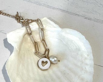 Dainty Heart Paper Clip Bracelet,Gold Paper Clip Adjustable Bracelet,Open Heart Charm Bracelet,Love,Gift for her,Mothers Day Gift,