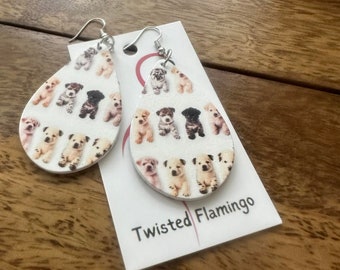 Dog Earrings,Puppy Earrings Teardrop Doggy Earrings,Acrylic Puppy Earrings,Pet Lover Gift,Vet Gift,Dog Lover,Puppies,Doggies,Animal Theme