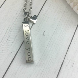 I Love You Bar Necklace,Forever & Always Bar Necklace,Mother&#39;s Day Gift,Wife Gift,Love You Jewelry,Inspirational Mantra Necklace,Anniversary