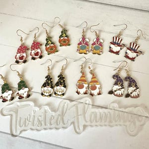 Gnome Seasonal Earrings,Easter,Halloween,4th of July,St. Patricks Day,Christmas,Valentines Day,Holiday Gnomes,Gnome Jewelry,Gnomes