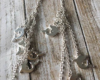 Dolphin Dangle Earrings,Dolphin Earrings,Dolphin Lovers Gift,Coastal Earrings,Coastal Jewelry,Silver Mini Dolphins,Porpoise Earrings,For Her