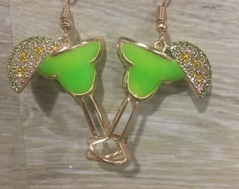 Margarita Earrings,Cinco De Mayo,Cocktail Earrings,Bartender Gift,Happy Hour,Gift for Her,Colorful Margarita Jewelry,Tropicial Drink Earring